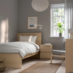 Кровать - IKEA MALM, 200х90 см, матрас жесткий, под беленый дуб, МАЛЬМ ИКЕА