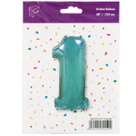 Шар фольгированный Цифра 1 97 см (Бирюзовый)