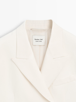 Massimo Dutti Двубортный пиджак из смесовой шерсти - Limited Edition, кремовый