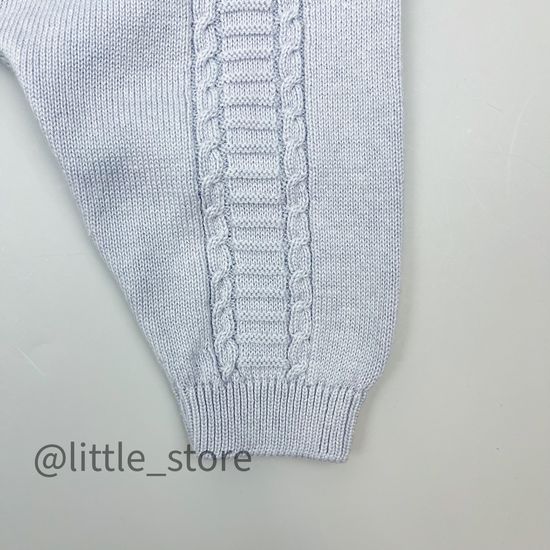 Комплект вязаный, Серо-голубой