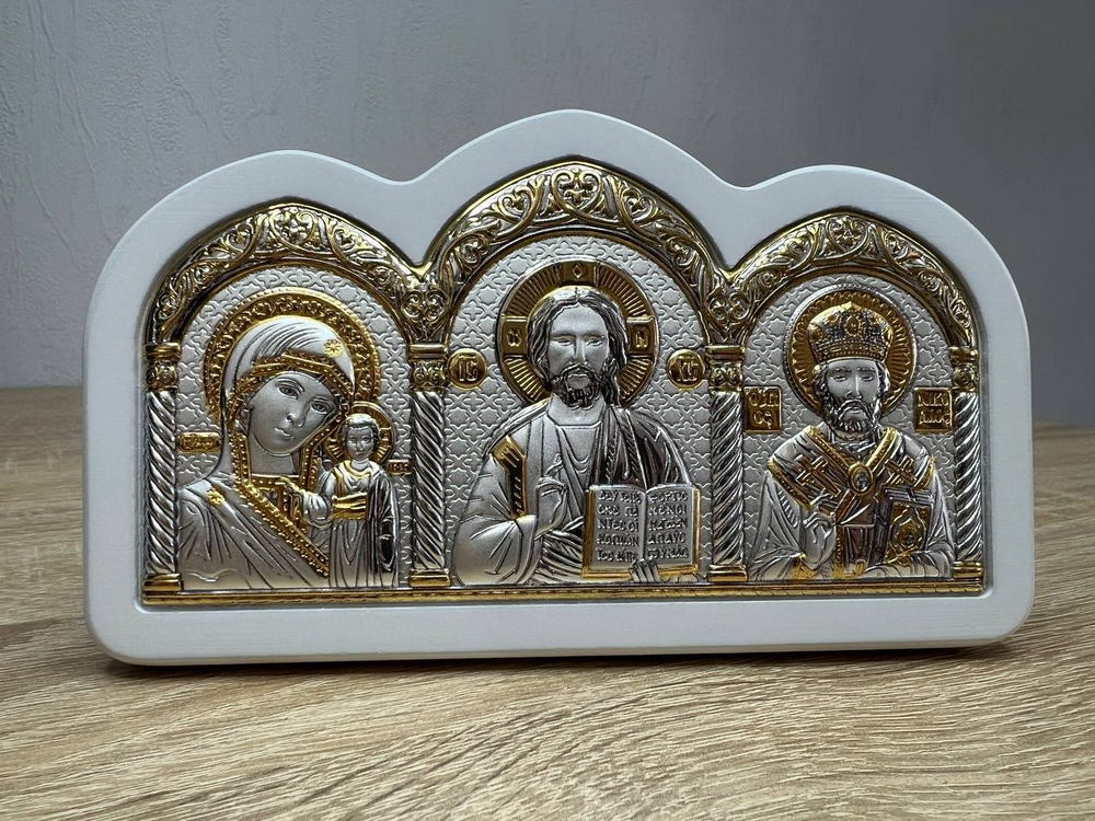 Спаситель, Казанская БМ, Николай Чудотворец, триптих, 85х150