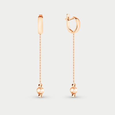 Длинные серьги для женщин без вставки из розового золота 585 пробы (арт. 03603)