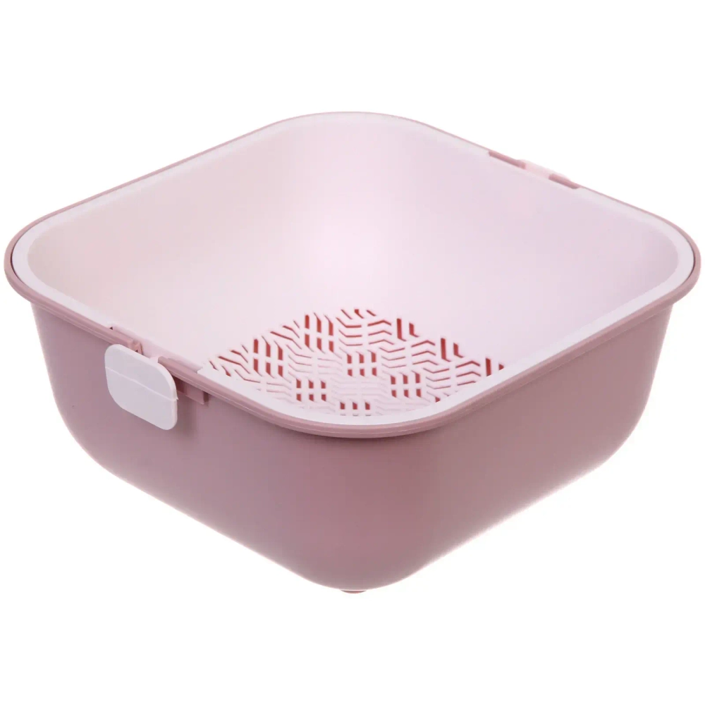 Дуршлаг пластиковый «SEGRETO» 23*23*12см пыльная роза