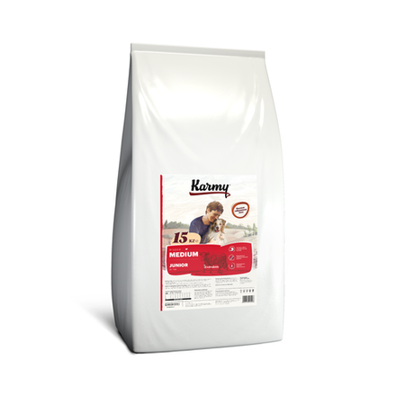 Сухой корм Karmy Medium Junior для щенков средних пород Телятина 14кг