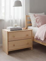 Тумба прикроватная, 52х30х40, для одежды и игрушек, Раст, с 2 ящиками, массив сосны, IKEA
