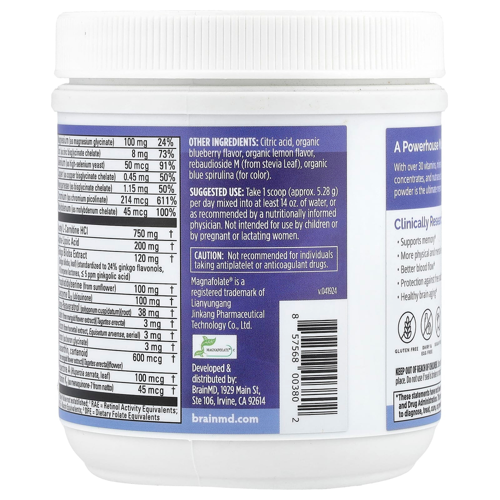 BrainMD, Bright Minds ™ Memory Multi, черничный лимонад, 158,4 г (5,59 унции)