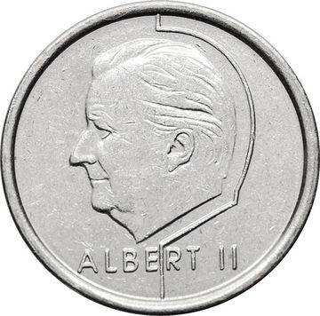 1 франк 1994-2001 Бельгия (надпись на французском BELGIQUE)