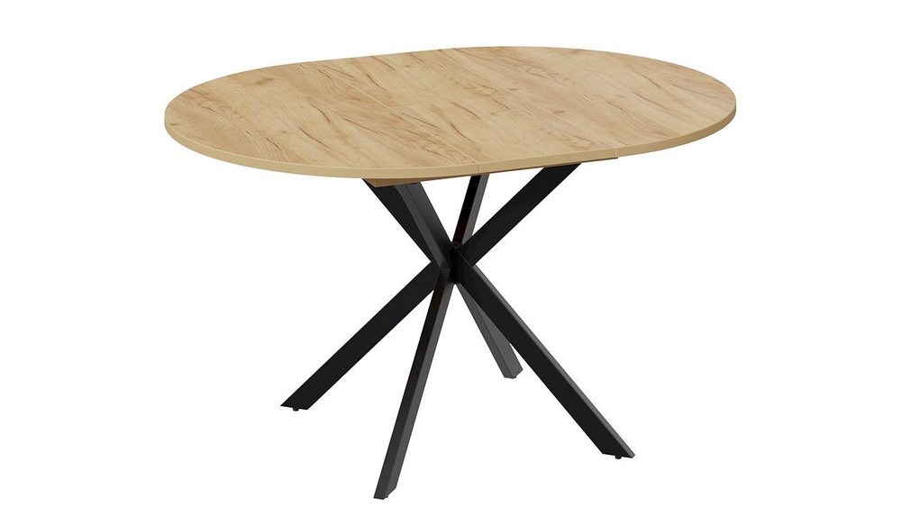 Стол кухонный обеденный круглый раздвижной Белый/Чёрный Муар, Мэдисон, 100,1х100х75 см