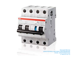 Дифавтомат ABB DS200 3P+N 25А (C) 6 кА, 30 мА (AC), 2CSR246040R1254