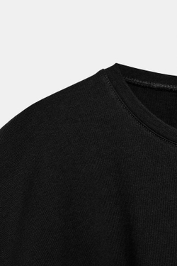 ZARA ПРИТАЛЕННАЯ ФУТБОЛКА С ЗАЩИПАМИ, ЧЕРНЫЙ