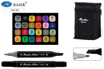 Набор скетчмаркеров двусторон. 24цв. 1,0-7,0мм. черн. квадрат. форм. (Basir)