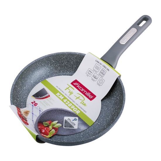 Сковорода 26 см. из литого алюминия Kamille KM 4289GR с мраморным покрытием