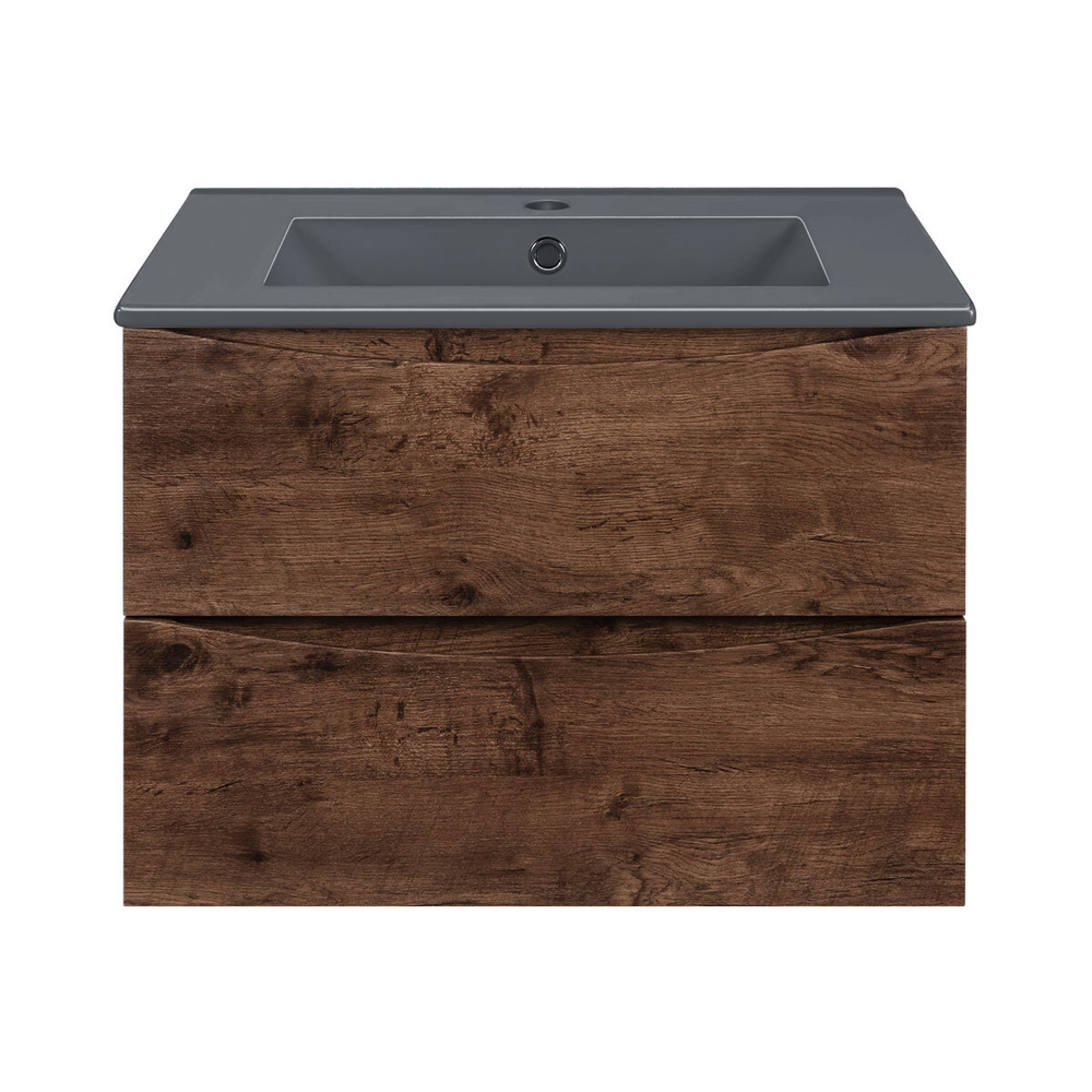 Тумба под раковину Vincea Mia 600 подвесная, 2 выкатных ящика soft close, R.Wood