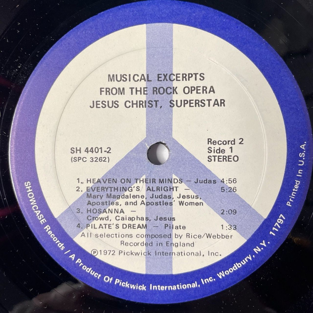 Винтажная виниловая пластинка LP Сборник 4 Operas Rock Jesus Christ Superstar, Tommy, Hair, Godspell (Spain 1975)
