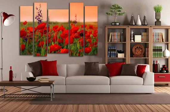 Модульная картина "Маки в поле"