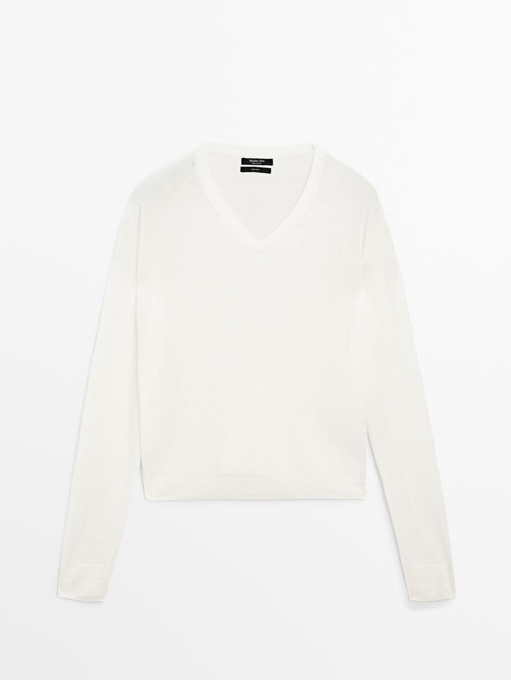 Massimo Dutti Свитер из 100% льняной ткани, белый