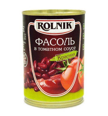 Фасоль в томатном соусе красная 410г. ж/б Rolnik