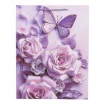 Пакет подарочный "Цветы" 30*39*11см,глитт,3Dэл,ручки-шнурок,4 цв.