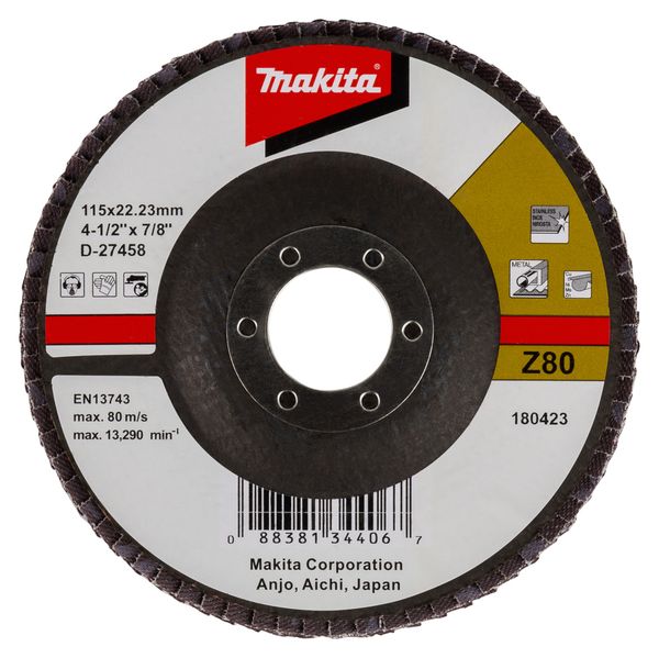 Упаковка лепестковых шлифовальных дисков D-27458, 115мм, Z80, стекловолокно 10шт.