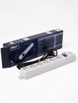 Сетевой фильтр с предохранителем 5м (6 розеток) белый Pilot S