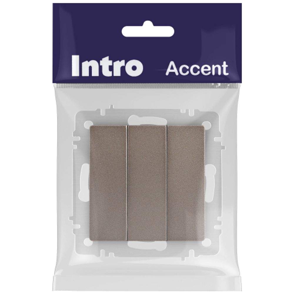 Выключатель Intro Accent 6-106-08 тройной, 10А-250В, IP20, СУ, AL/CU, бронза | Intro