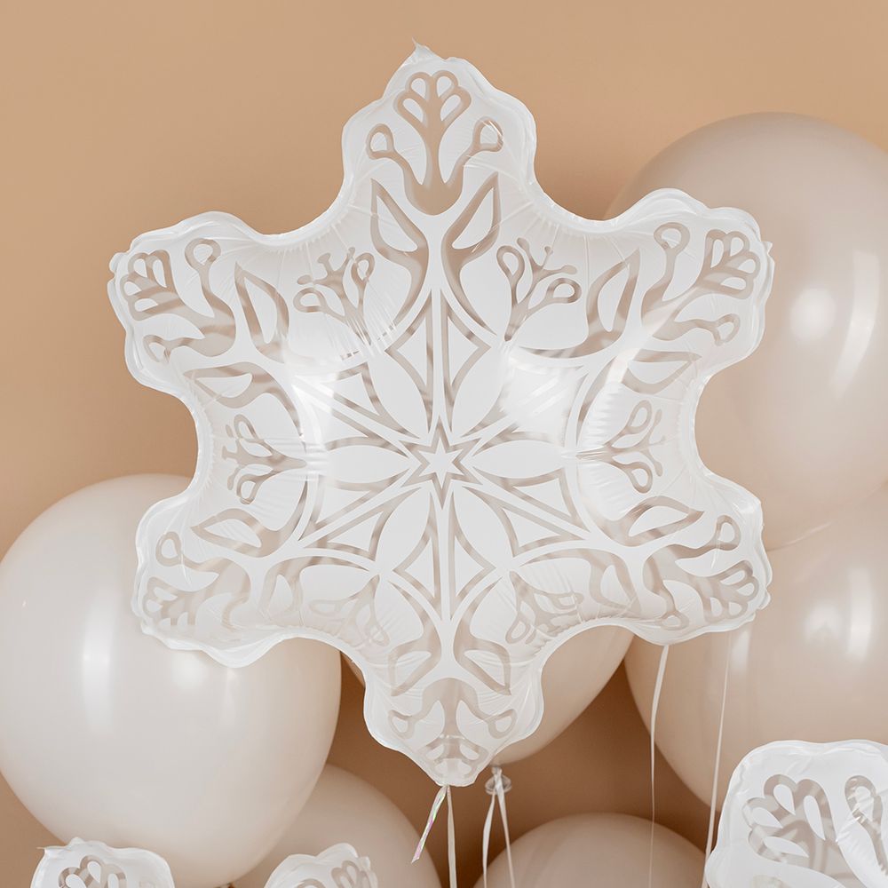 Шар (24''/61 см) Фигура, Снежинка, Белый, 1 шт.