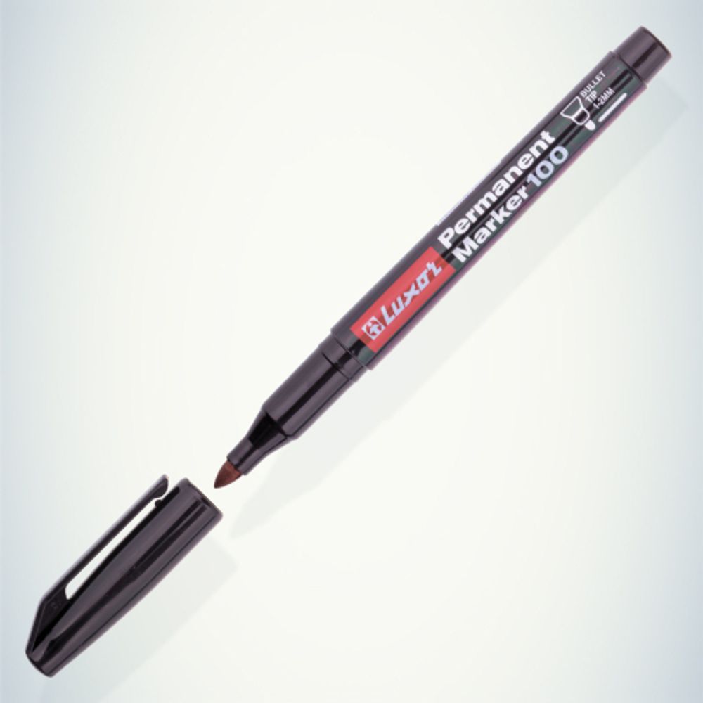 233830 Luxor Маркер перманентный PERMAMENT MARKER 100, ЧЕРНЫЙ пулевидный 1-2мм | Luxor
