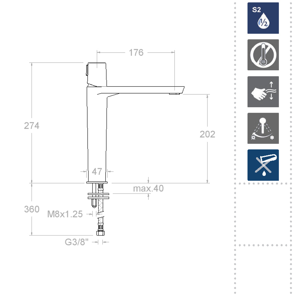 Смеситель для раковины чаши TZAR 341001