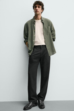 ZARA БРЮКИ STRAIGHT FIT КОМФОРТ, ЧЕРНЫЙ