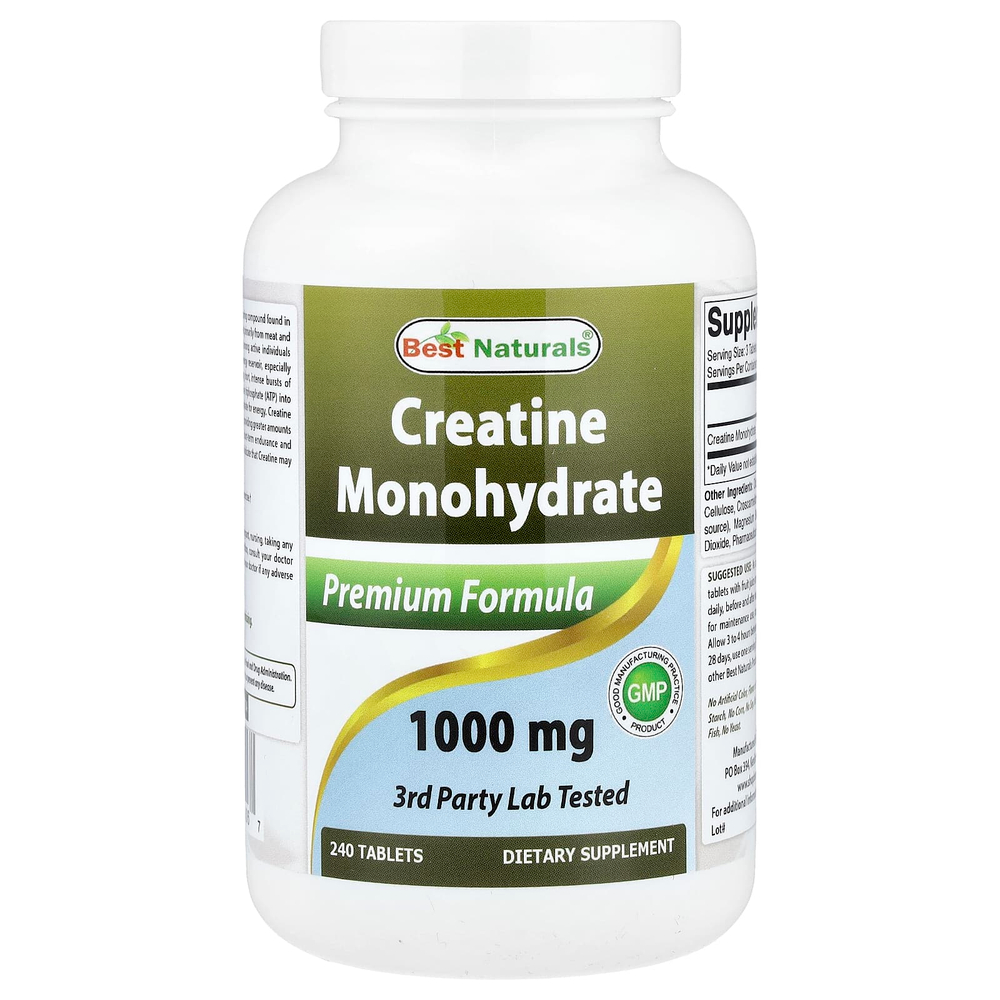 Best Naturals, моногидрат креатина, 1000 мг, 240 таблеток