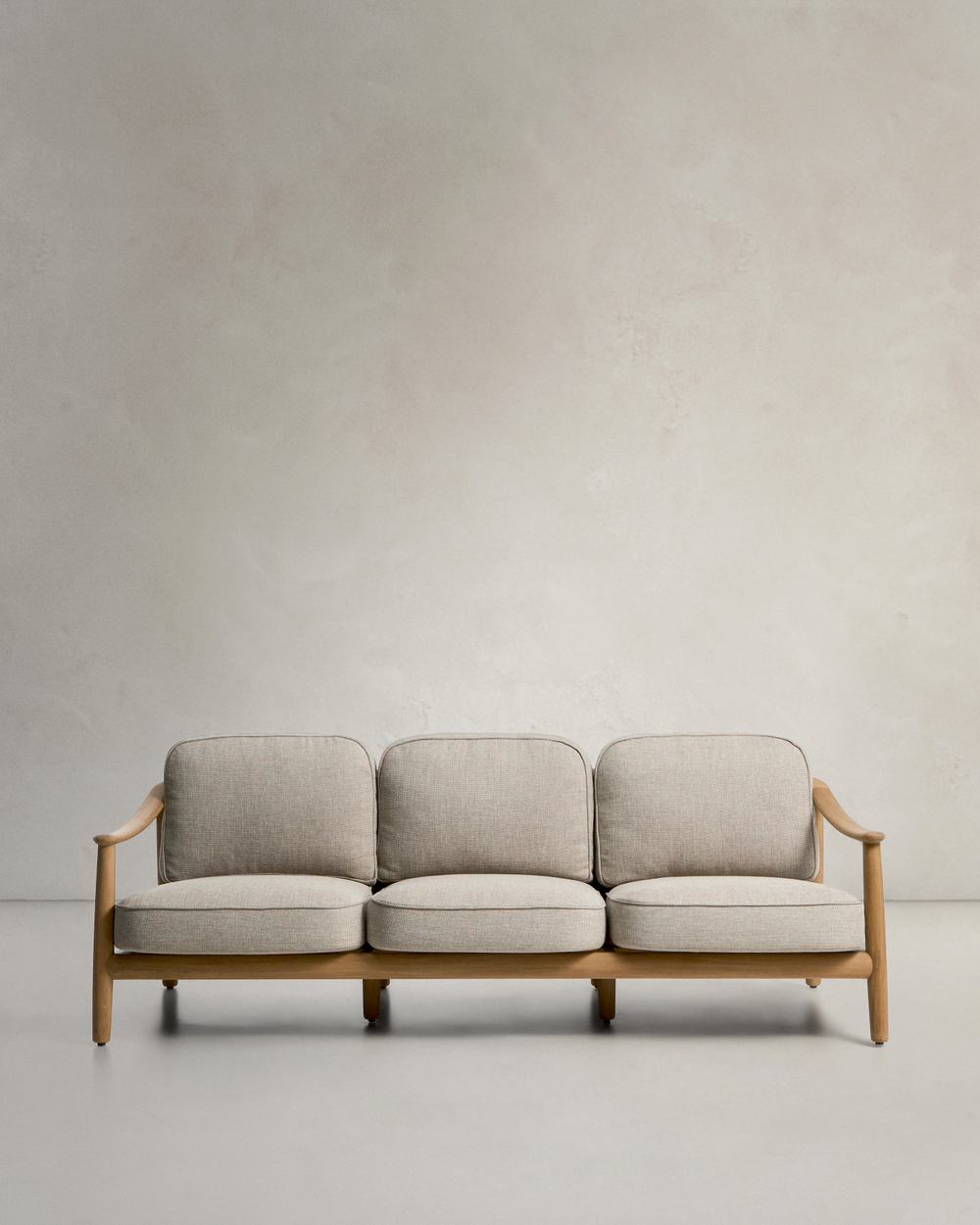 Уличный 3-х местный диван Elunda из тикового дерева и бежевой веревки