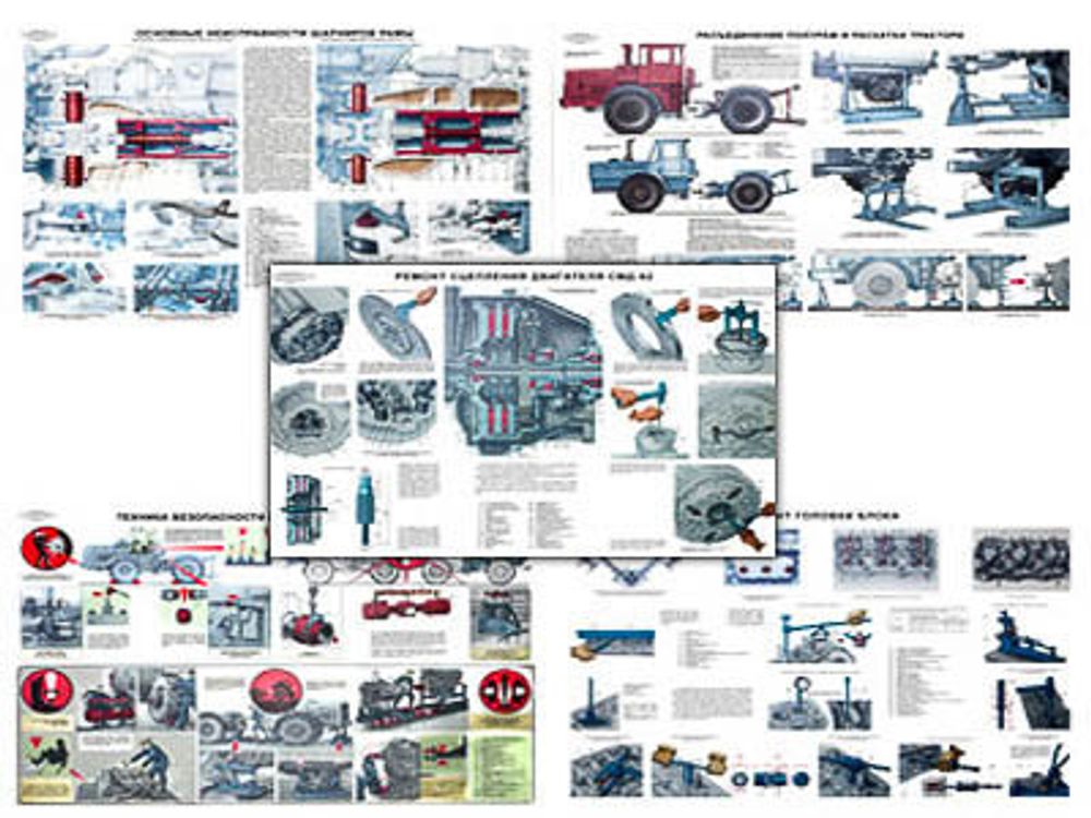 Плакаты ПРОФТЕХ &quot;Текущий ремонт энергонасыщенных тракторов&quot; (30 пл, винил, 70х100)