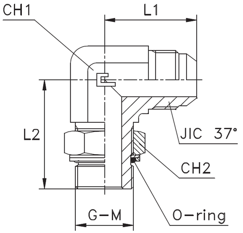 Штуцер FRG90 JIC 1.1/16 - BSP 1