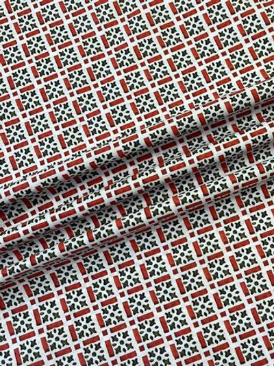 Хлопок Hugo Boss белый с красно-коричневым узором