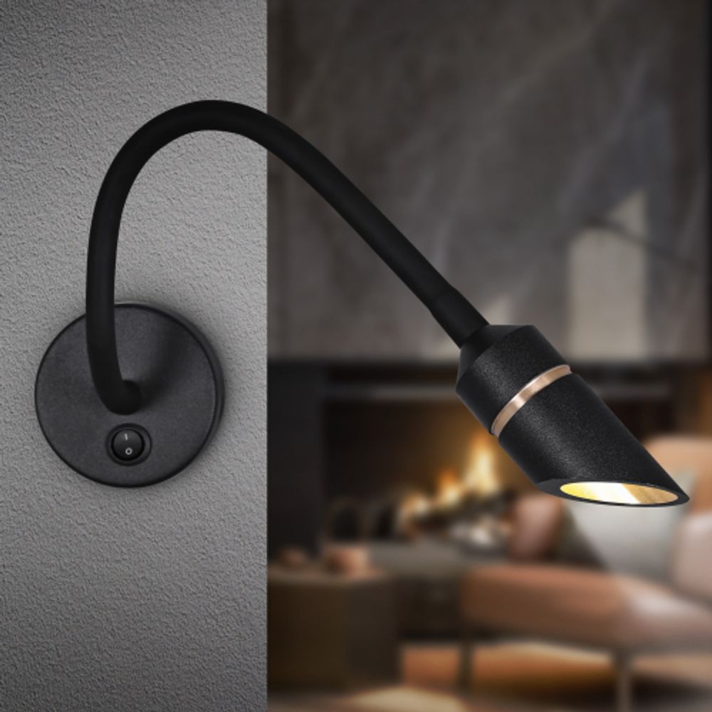 Светильник настенный ЭРА WL47 BK 3000K 3Вт IP20 черный | Настенная подсветка