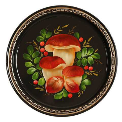 Жостовский поднос декоративный, размер 22 см (A5), металлический