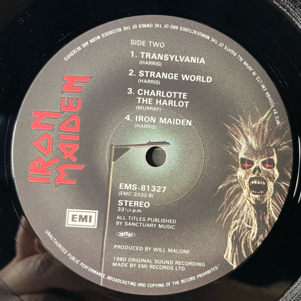 Винтажная виниловая пластинка LP Iron Maiden (Japan 1980) (No Obi)