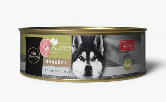 Секрет Премиум консервы для собак с индейкой