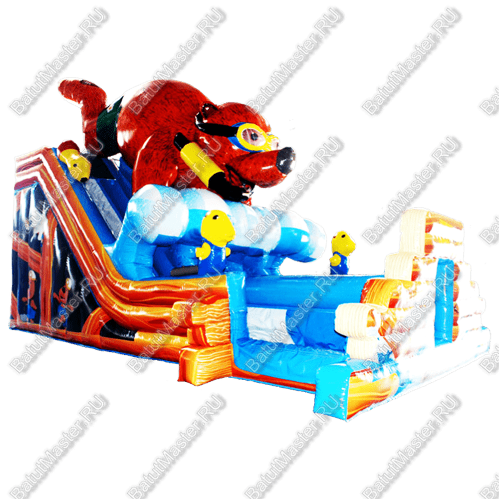 Коммерческий надувной батут "Мишка на волне"