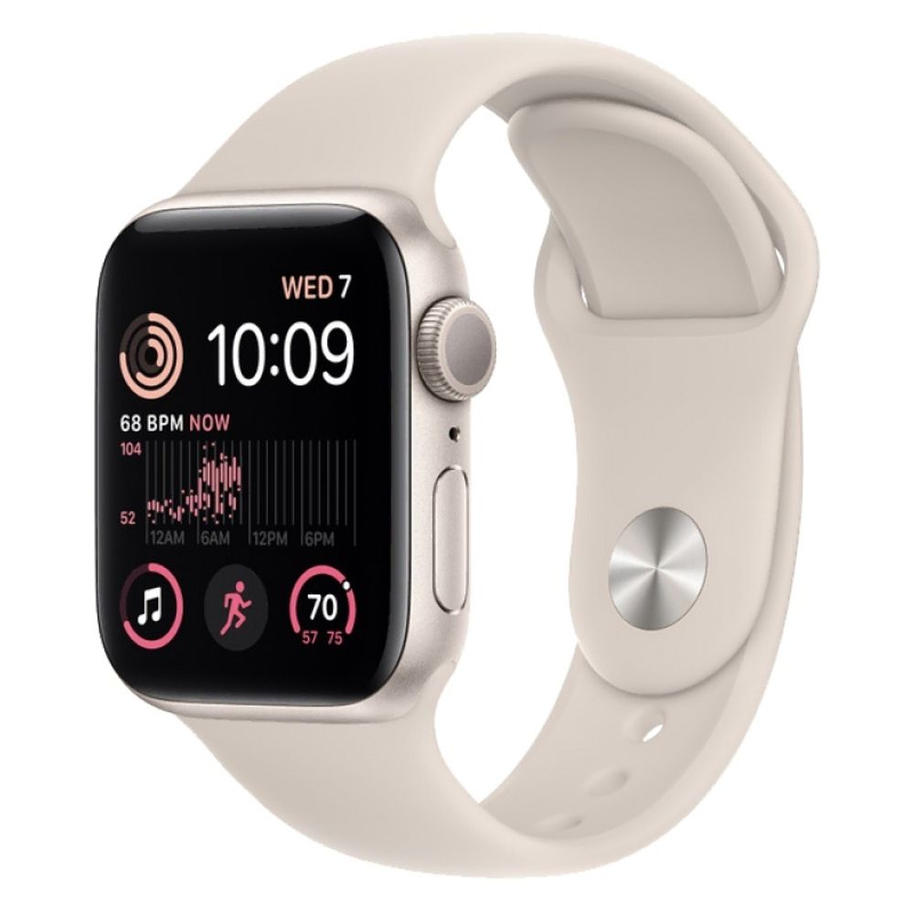 Apple Watch SE 2 (2023), 40 мм, Умные часы Корпус из алюминия цвета Сияющая звезда, спортивный ремеш
