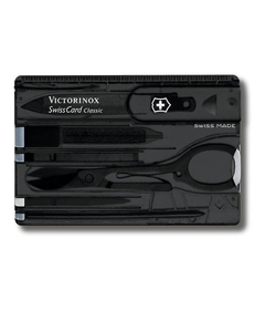 Швейцарская карточка VICTORINOX SwissCard Classic, 10 функций, полупрозрачная чёрная