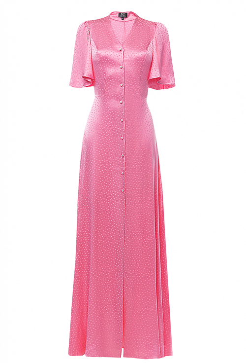 Платье в пол на пуговицах розовое 07-03-23 SS