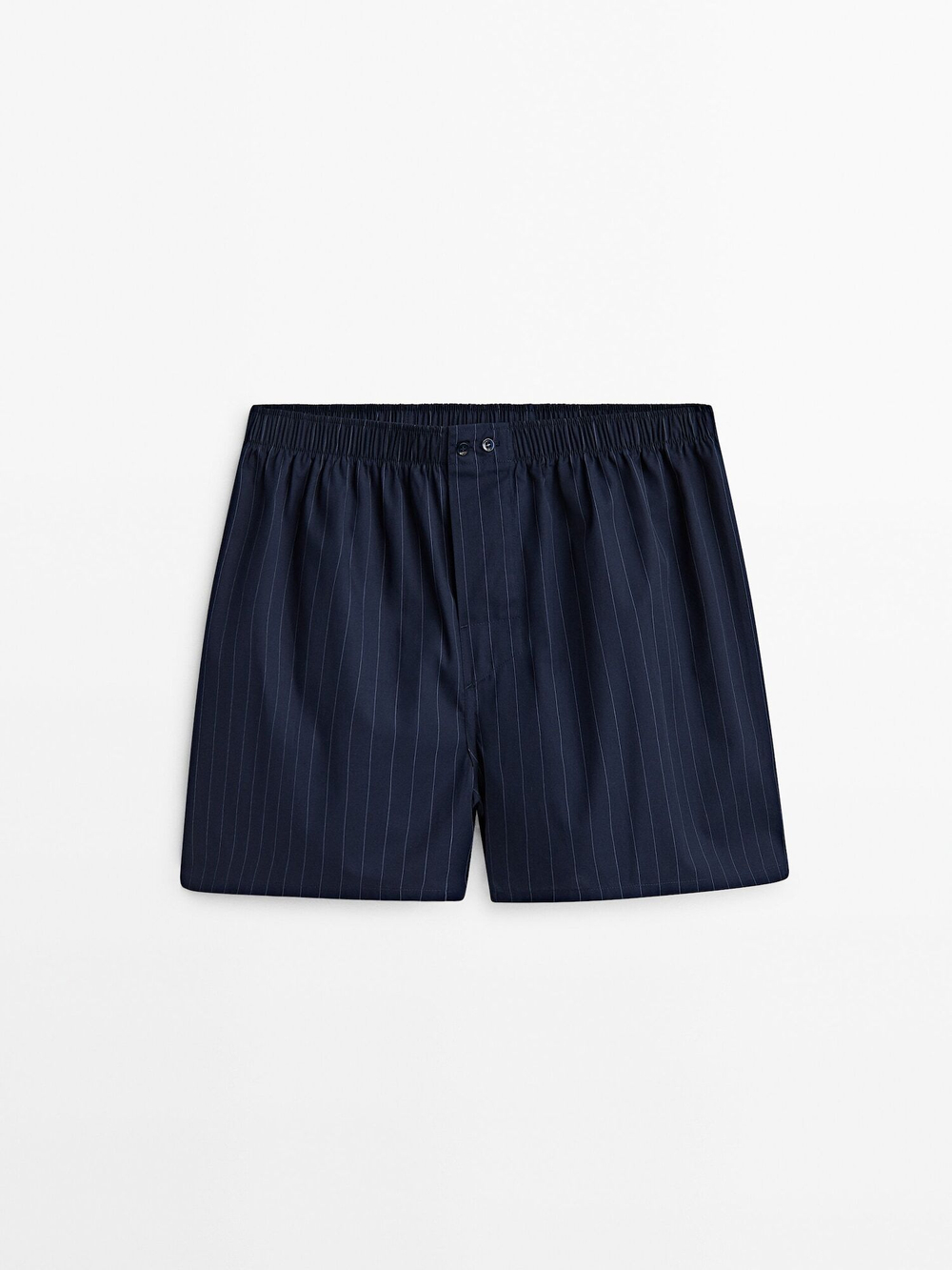 Massimo Dutti Темно-синие трусы-боксеры из поплина в полоску, темно-синий
