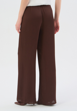 Брюки жатка летние на резинке коричневые