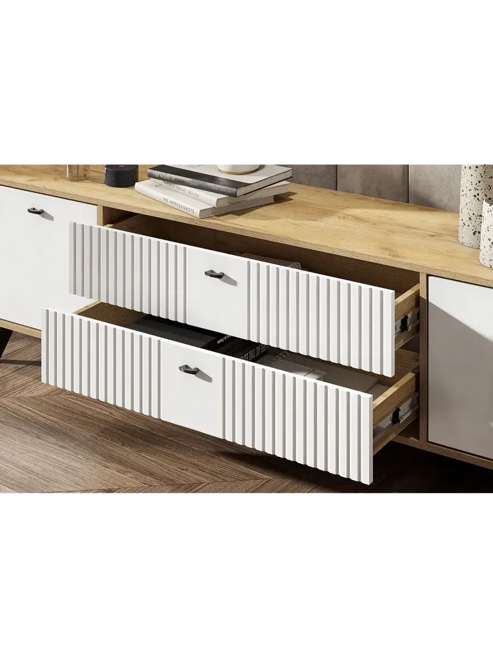 Модульная стенка со шкафом Дуб Золотой 320х42х191