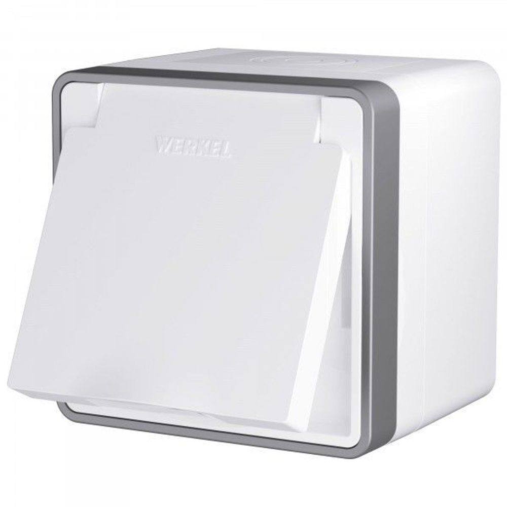 Розетка влагозащ. с зазем. с защит. крышкой и шторками Gallant белый