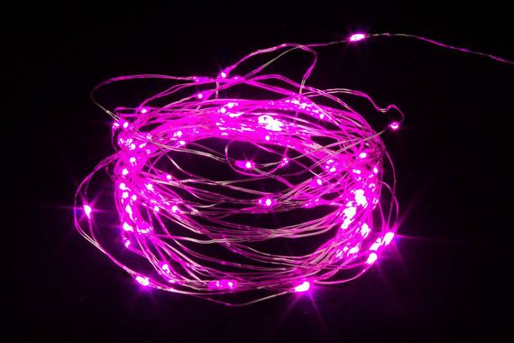 Светодиодная нить Роса 10 м., 100 розовых LED ламп, прозрачный провод, Winner (P.01.4T.100-)