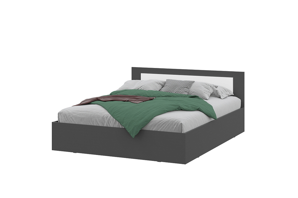 Дольче Кровать двойная (1,6*2,0) (Графит/Белый ) без основания SV Мебель