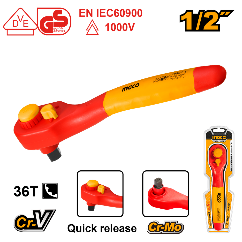 Диэлектрическая трещотка 1/2", 250 мм INDUSTRIAL