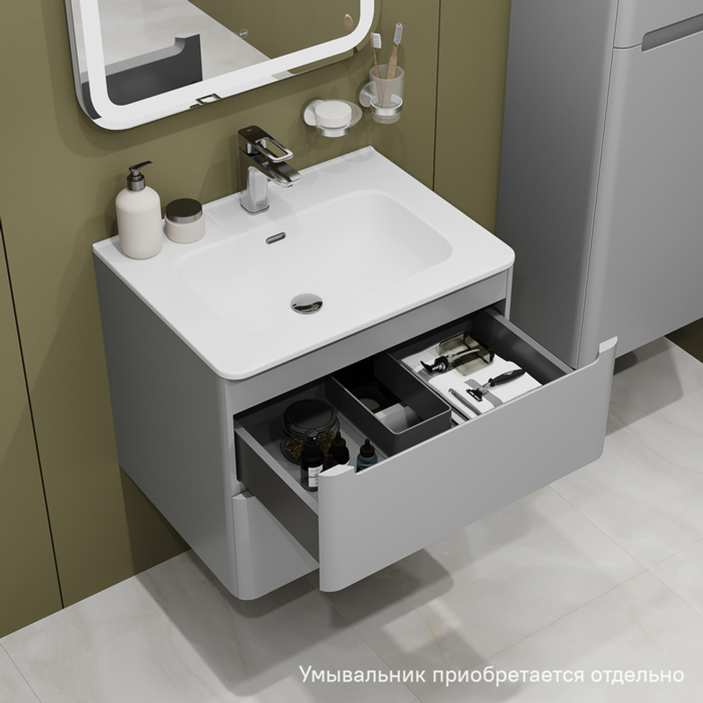 Тумба подвесная IDDIS Edifice, 60 см, светло-серый, EDI60L0i95